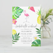 Pink Flamingo Tropical Exotic Bachelorette Wochene Einladung (Stehend Vorderseite)