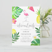 Pink Flamingo Tropical Exotic Retirement Party Einladung (Stehend Vorderseite)