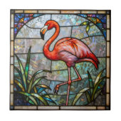 Pink Flamingo Tropical Faux Stained Glass Mosaic Fliese (Vorderseite)