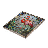 Pink Flamingo Tropical Faux Stained Glass Mosaic Fliese (Seite)