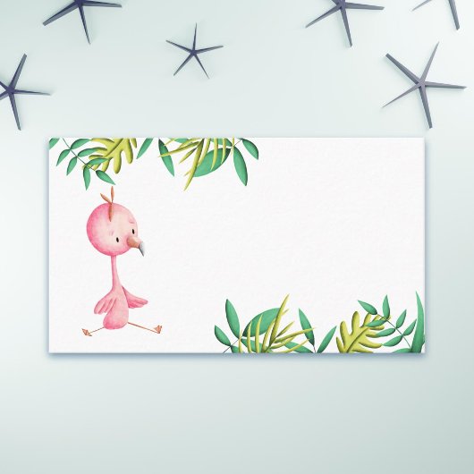 Pink Flamingo Tropical Floral Platzkarte