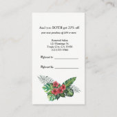 Pink Flamingo Tropical Floral Refer a Friend Empfehlungskarte (Rückseite)