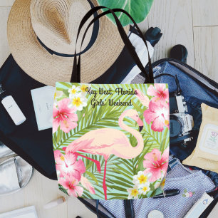 Pink Flamingo Tropical Flowers Girls Weekend Tasche