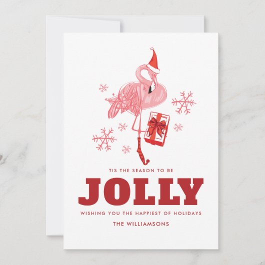 Pink Flamingo Tropical Grüße Weihnachten (Vorderseite)