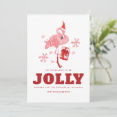 Pink Flamingo Tropical Grüße Weihnachten (Stehend Vorderseite)