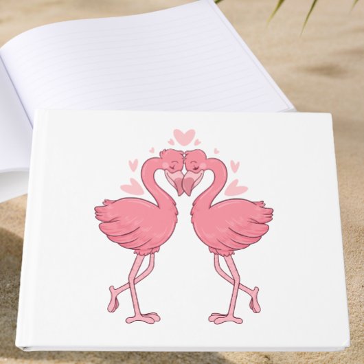 Pink Flamingo Tropical Hawaiian Beach Wedding Gästebuch