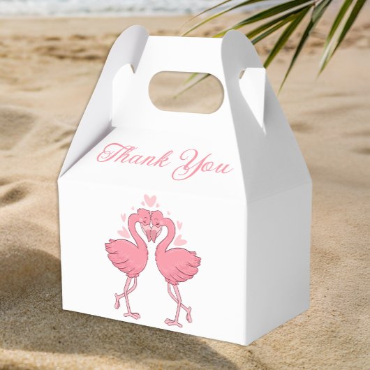 Pink Flamingo Tropical Hawaiian Wedding Thank You Geschenkschachtel