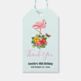 Pink Flamingo & Tropical Hibiskus Extravagant Viel Geschenkanhänger