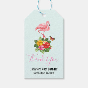 Pink Flamingo & Tropical Hibiskus Extravagant Viel Geschenkanhänger