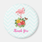 Pink Flamingo & Tropical Hibiskus Extravagant Viel Magnet (Vorne)