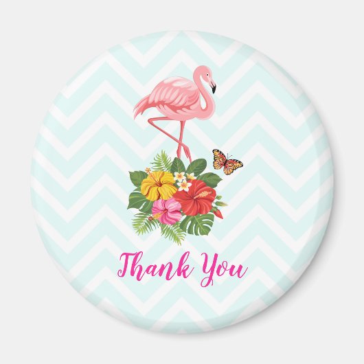 Pink Flamingo & Tropical Hibiskus Extravagant Viel Magnet (Vorne)