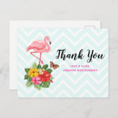 Pink Flamingo & Tropical Hibiskus Extravagant Viel Postkarte (Vorne/Hinten)