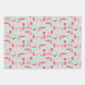 Pink Flamingo Tropical Holiday Retro Pastel Colors Geschenkpapier Set (Vorderseite 3)