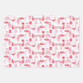 Pink Flamingo Tropical Holiday Retro Pastel Colors Geschenkpapier Set (Vorderseite 3)