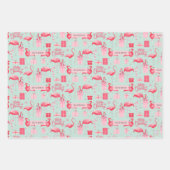 Pink Flamingo Tropical Holiday Retro Pastel Colors Geschenkpapier Set (Vorderseite)