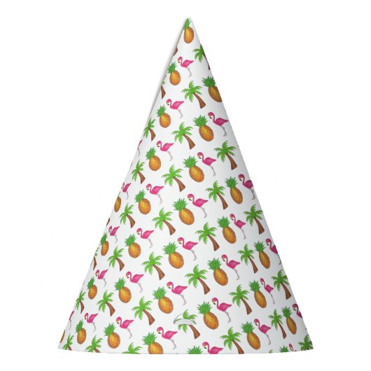 Pink Flamingo Tropical Island Palm Tree Ananas Partyhütchen (Links)