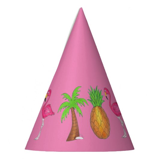 Pink Flamingo Tropical Island Palm Tree Ananas Partyhütchen (Links)