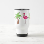 Pink Flamingo Tropical Island Palm Tree Paradise Reisebecher (Mittel)