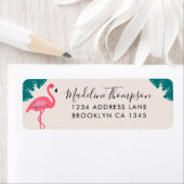 Pink Flamingo Tropical Leaf Rücksendeadresse (Insitu)