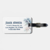 Pink Flamingo Tropical Leaves Gepäckanhänger (Rückseite horizontal)