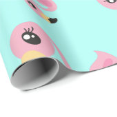 Pink Flamingo Tropical Niedlich 1. Geburtstag Geschenkpapier (Rolleneckpunkt)