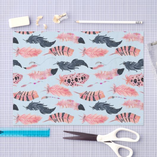 Pink Flamingo Tropical Niedlich Feathers Seidenpapier (Handwerk)