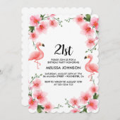 Pink Flamingo Tropical Orchid 21. Geburtstag Einladung (Vorne/Hinten)