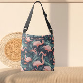 Pink Flamingo Tropical Pattern Personalisiert Tragetaschen Mit Langen Trägern