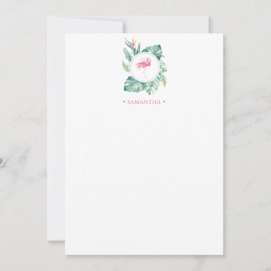 Pink Flamingo Tropical Personalisiert Stationery Mitteilungskarte (Vorderseite)