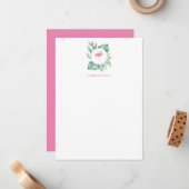 Pink Flamingo Tropical Personalisiert Stationery Mitteilungskarte (Vorderseite/Rückseite Beispiel)