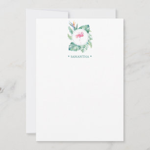 Pink Flamingo Tropical Personalisiert Stationery Mitteilungskarte