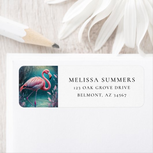 Pink Flamingo Tropical Return Address Label (Insitu)