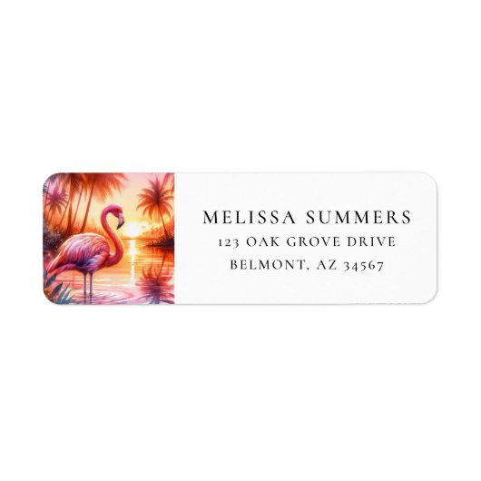 Pink Flamingo Tropical Return Address Label (Vorne)