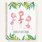 Pink Flamingo Tropical Sketchbook Notizblock (Vorderseite)