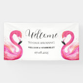 Pink Flamingo Tropical Summer Beach Hochzeit Banner (Horizontal)