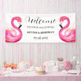 Pink Flamingo Tropical Summer Beach Hochzeit Banner