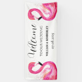 Pink Flamingo Tropical Summer Beach Hochzeit Banner (Vertikal)
