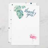 Pink Flamingo Tropical Vielen Dank Mitteilungskarte (Vorne/Hinten)