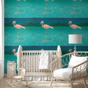 PINK FLAMINGO TROPICAL WALLPAPIER TAPETE