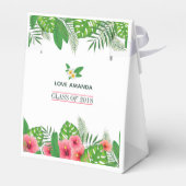 Pink Flamingo Tropical Watercolor Luau Abschluss Geschenkschachtel (Rückseite)