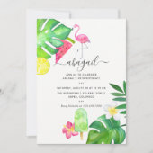 Pink Flamingo Tropical Watercolor Sommer Geburtsta Einladung (Vorderseite)