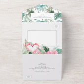 Pink Flamingo Tropical Wedding All In One Einladung (Außenbereich)