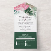 Pink Flamingo Tropical Wedding All In One Einladung (Innen Boden)