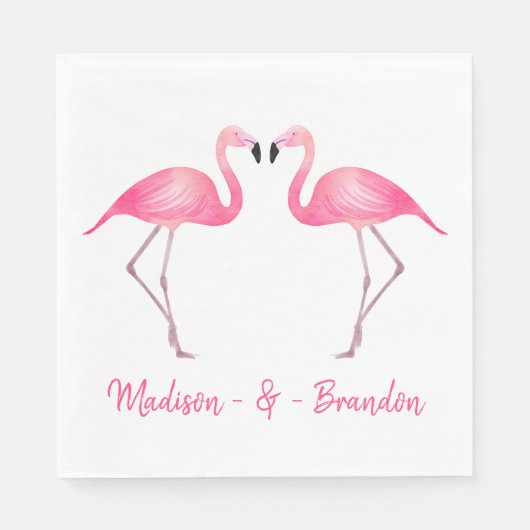 Pink Flamingo Tropical Wedding Brautparty Luau Serviette (Vorderseite)