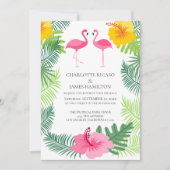 Pink Flamingo Tropical Wedding Personalisiert Einladung (Vorderseite)