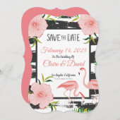 Pink Flamingo Tropical Wedding Save The Date (Vorne/Hinten)