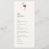 Pink Flamingo Tropics Coastal Wedding Dinner Menükarte (Vorderseite)