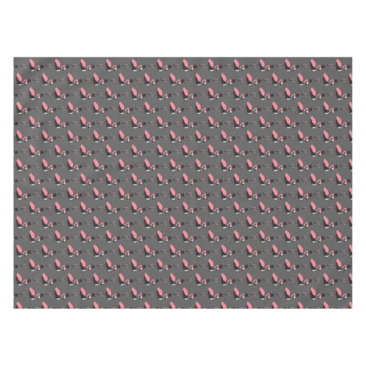 Pink Flamingo Tuxedo Fun Gray Animal Tableclout Tischdecke (Vorderseite (Horizontal))