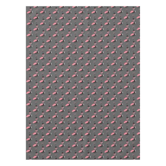 Pink Flamingo Tuxedo Fun Gray Animal Tableclout Tischdecke (Vorderseite)