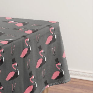 Pink Flamingo Tuxedo Fun Gray Animal Tableclout Tischdecke